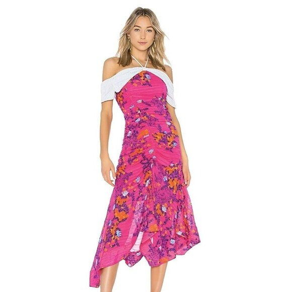 Tanya Taylor Falling Floral 100% Silk Virginia Dress Revolve Sz 2 MSRP $595 NWT - Picture 1 of 13